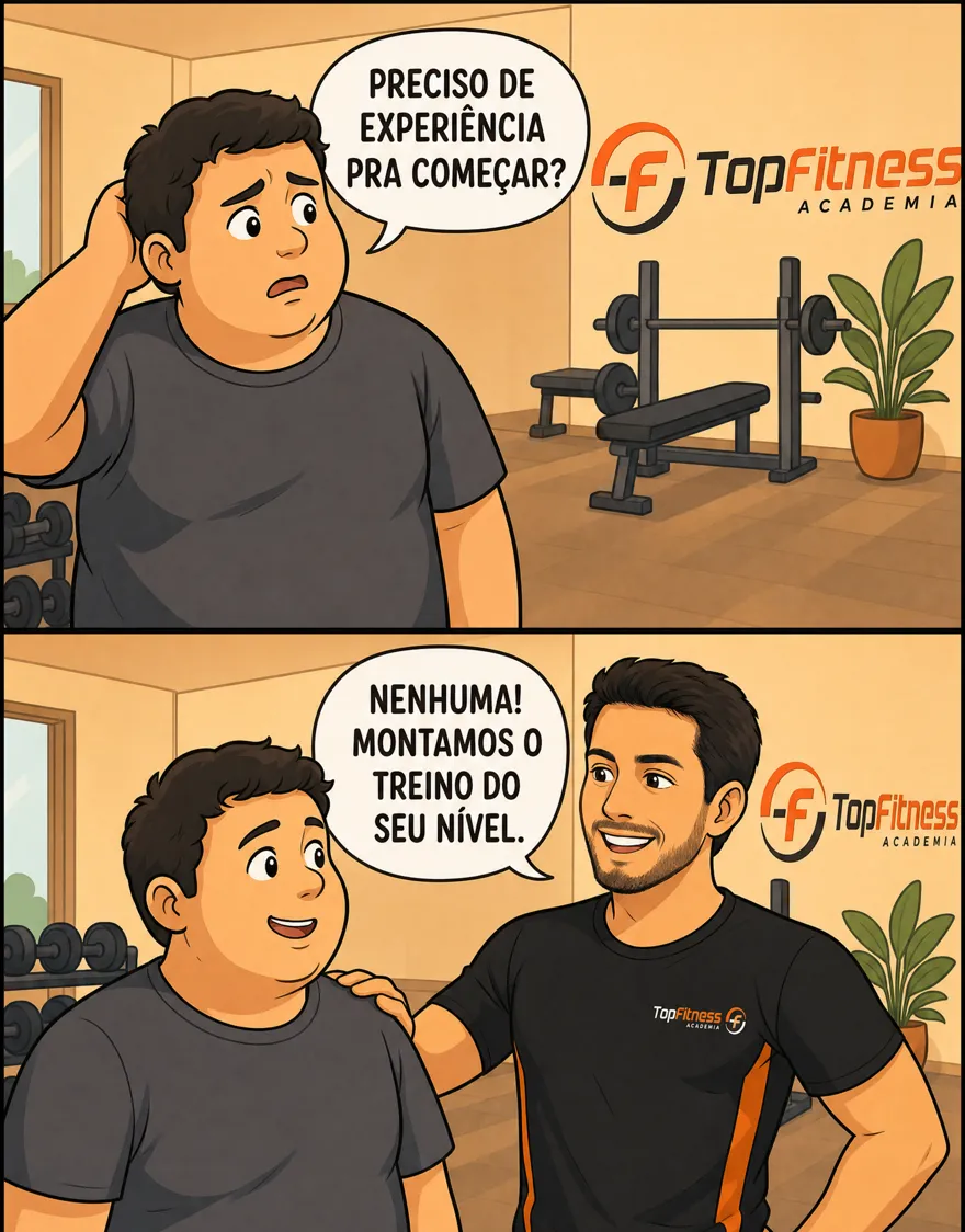 Preciso de experiência para começar? Nenhuma — montamos o treino do seu nível.
