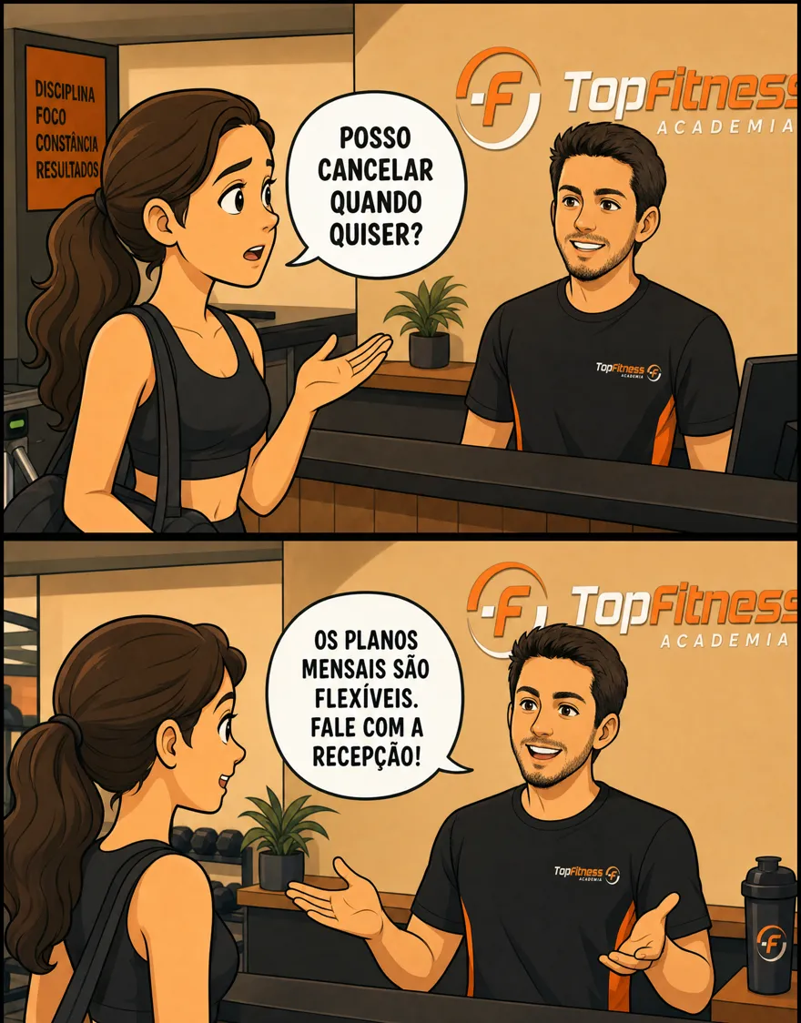 Posso cancelar quando quiser? Os planos mensais são flexíveis — fale com a recepção.